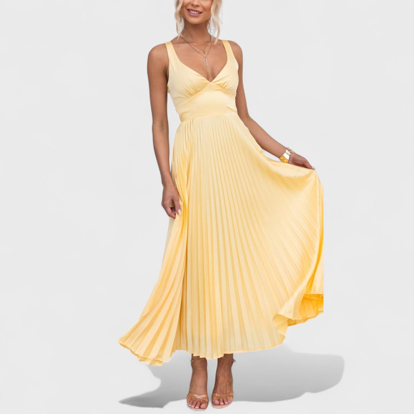 Marie - Žlté Šaty s V Výstrihom