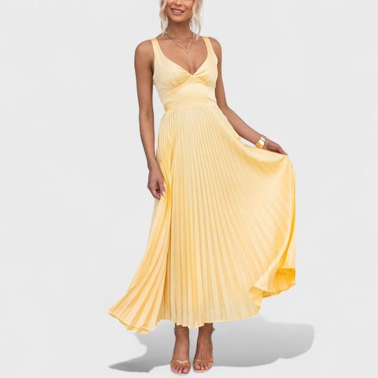 Marie - Žlté Šaty s V Výstrihom