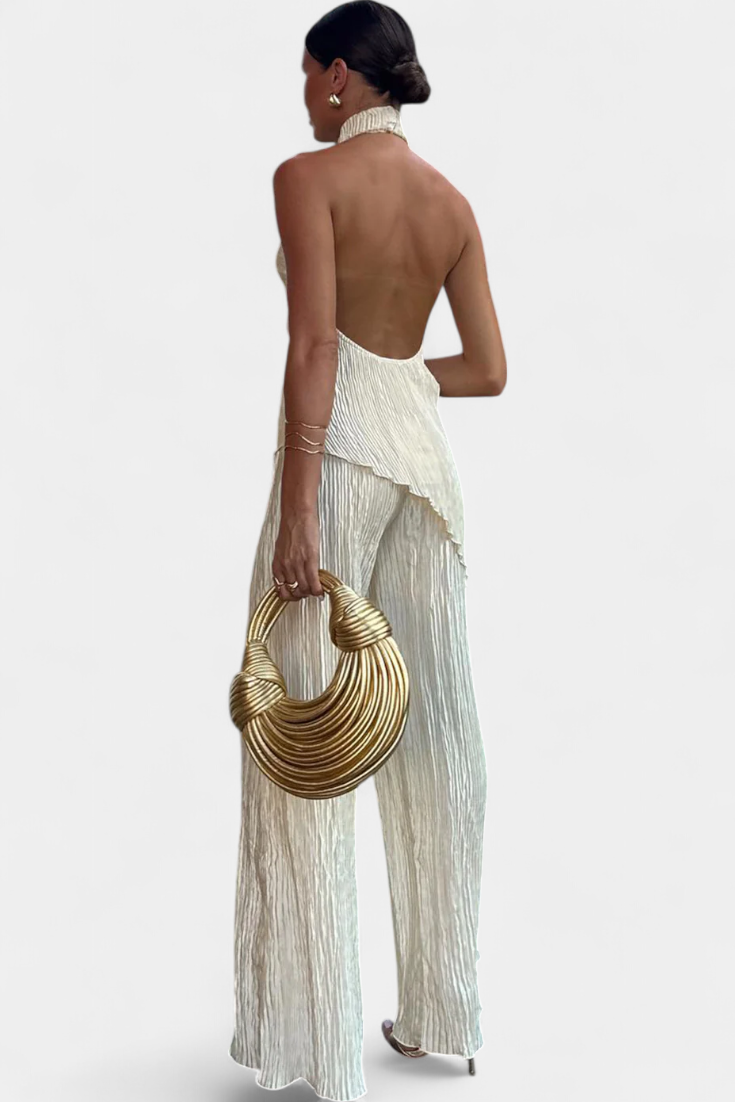 Axelle | Elegantný set s plisovaným vrchom a voľnými nohavicami