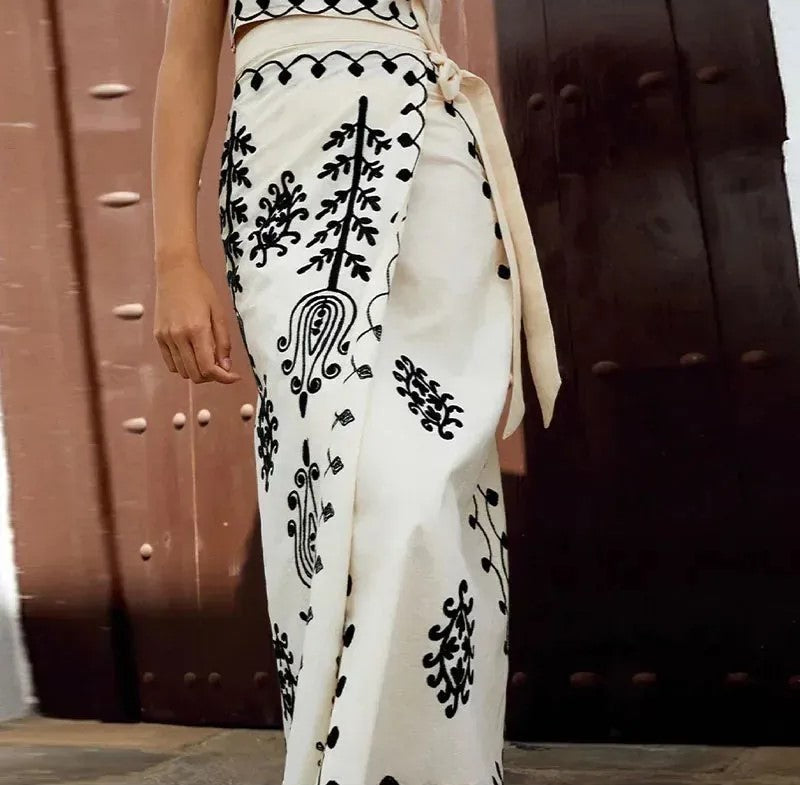 Camilla - Tlačený top a sukňa