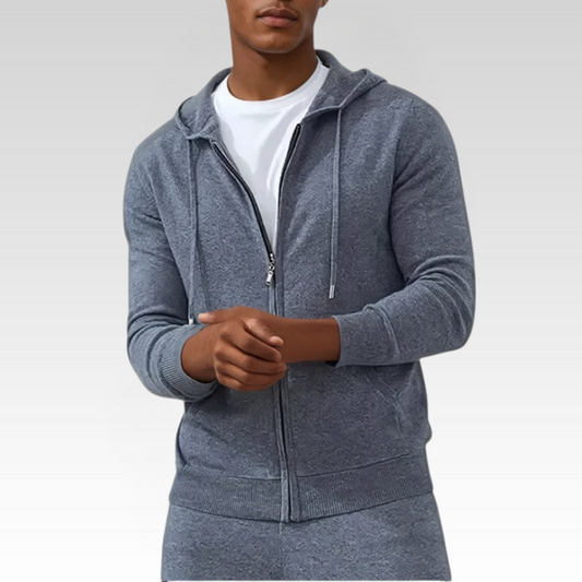 Cashmere Strik Zip Vest - Mørkegrå