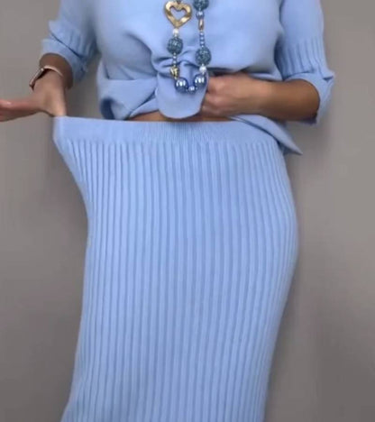 Anita | Kompletný úplet s rebrovanou sukňou