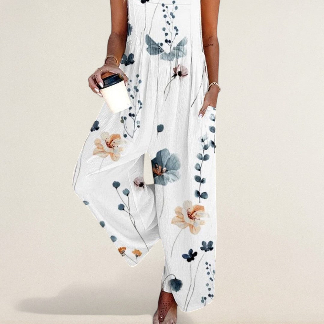 Eliška – pohodlný letný overal s kvetinovým vzorom