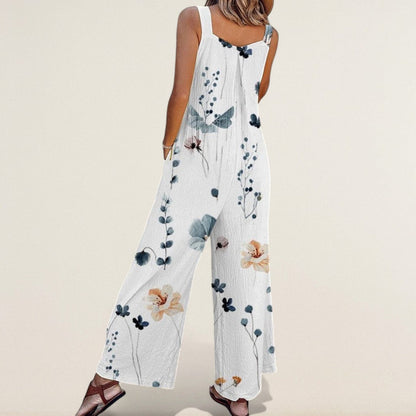 Eliška – pohodlný letný overal s kvetinovým vzorom