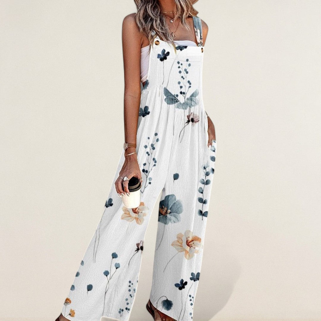 Eliška – pohodlný letný overal s kvetinovým vzorom