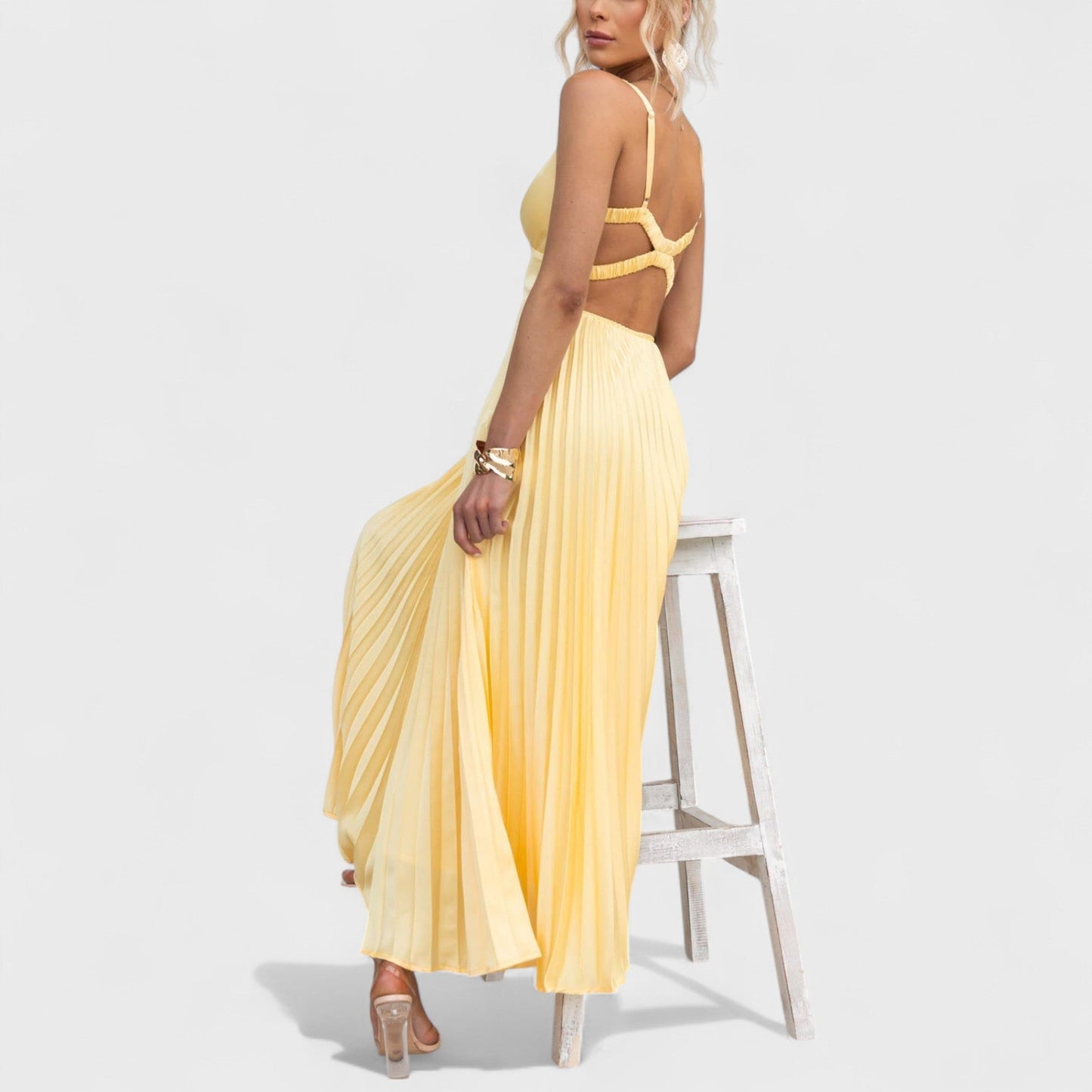 Marie - Žlté Šaty s V Výstrihom