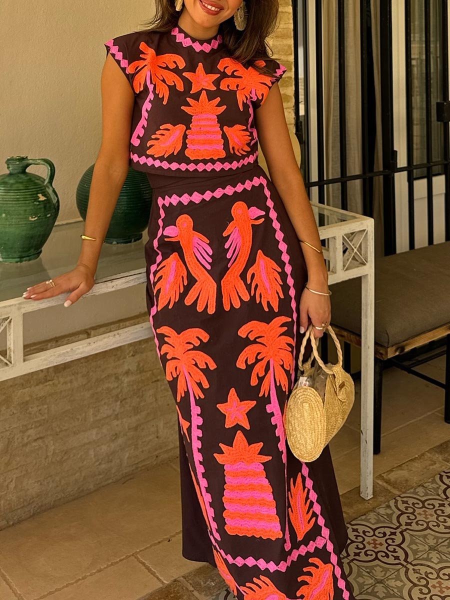 Katia - Tlačený top a sukňa